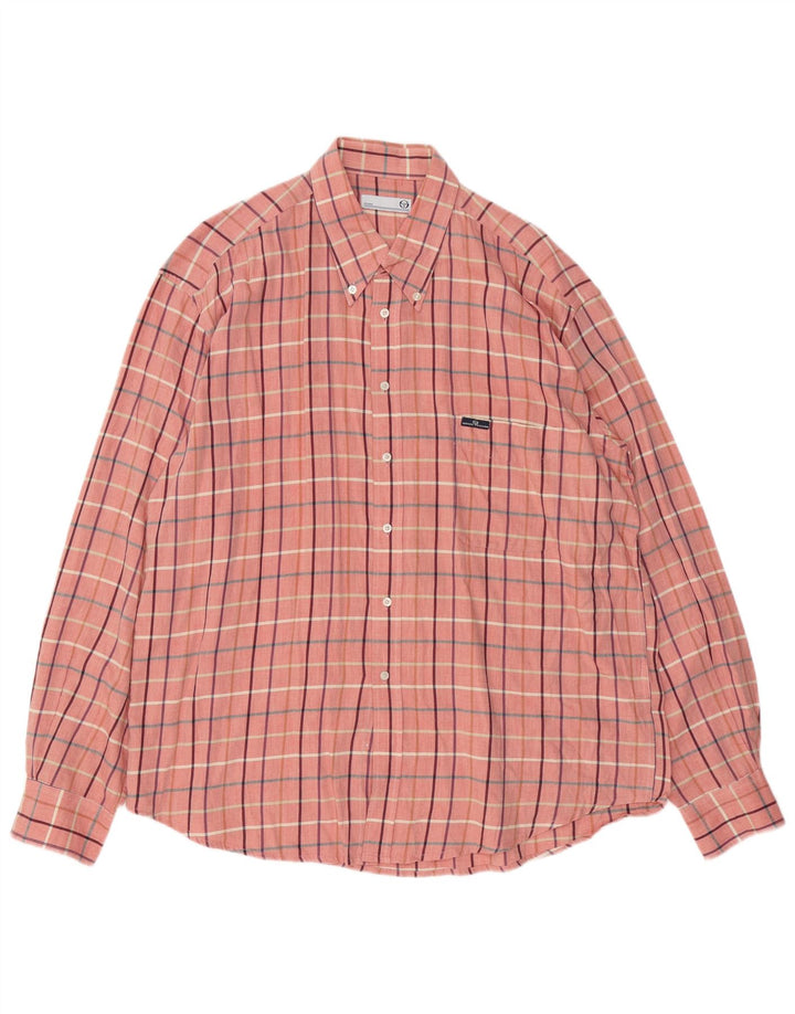 Мужская рубашка Sergio Tacchini 2XL из хлопка в розовую клетку