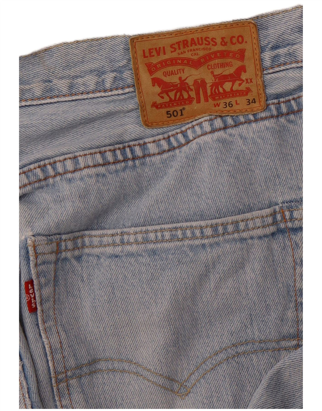 Мужские прямые джинсы LEVI'S 501 W36 L27 синие, хлопок
