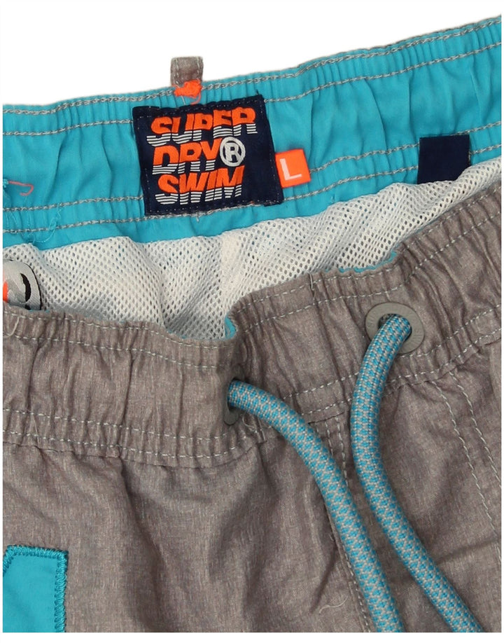 Мужские шорты для плавания Superdry с рисунком, большие серые, полиэстер