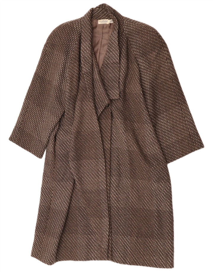 Винтажное женское пальто EU 44 XL из коричневой полосатой шерсти