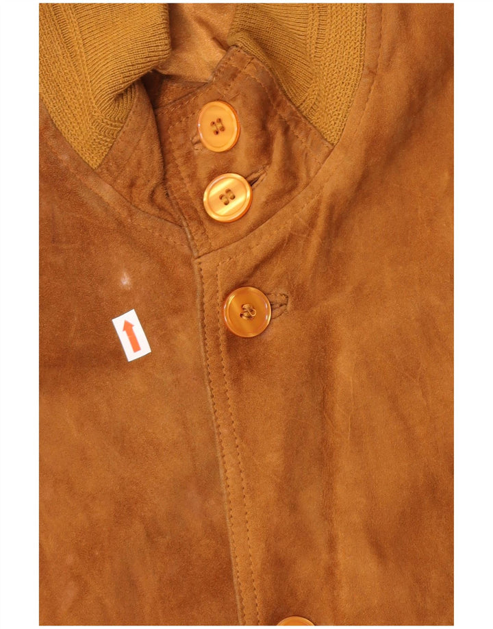 Винтажный мужской замшевый бомбер IT 50, большой, бежевый кожаный