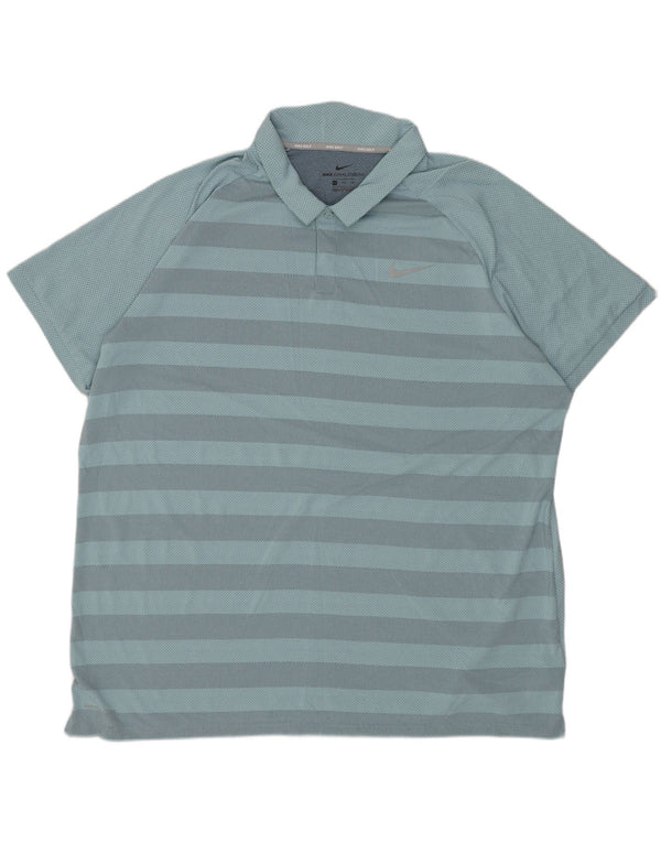 Мужская рубашка-поло NIKE 2XL, полиэстер в синюю полоску