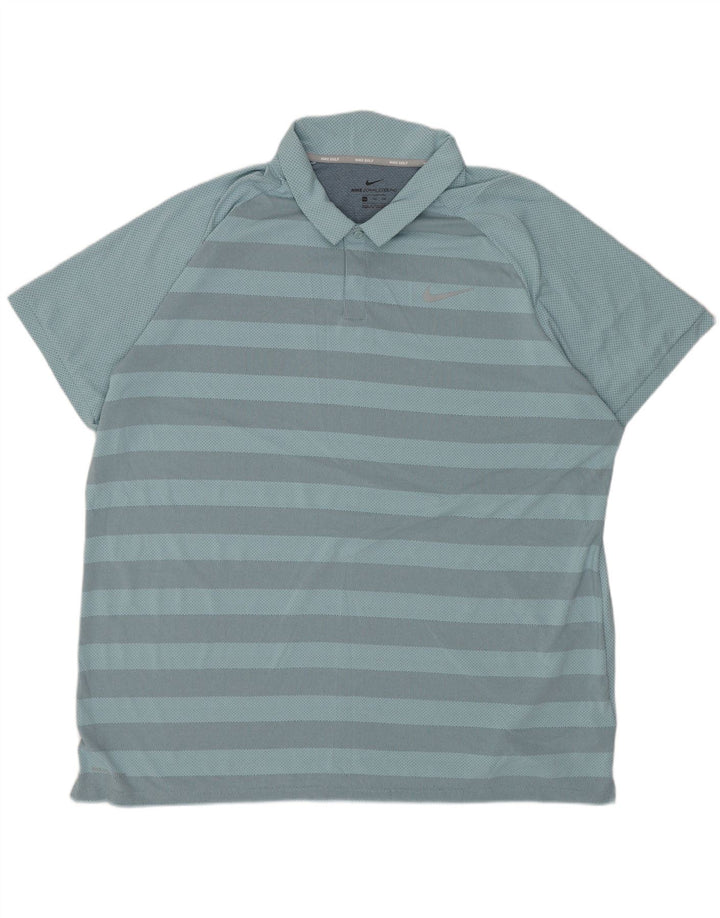 Мужская рубашка-поло NIKE 2XL, полиэстер в синюю полоску
