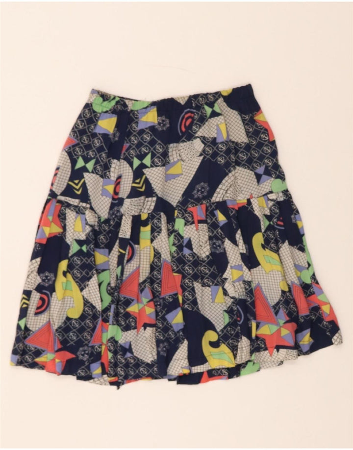 VINTAGE Womens A-Line Skirt W30 Medium Blue Geometric Vintage Vintage and Second-Hand Vintage from Messina Hembry 