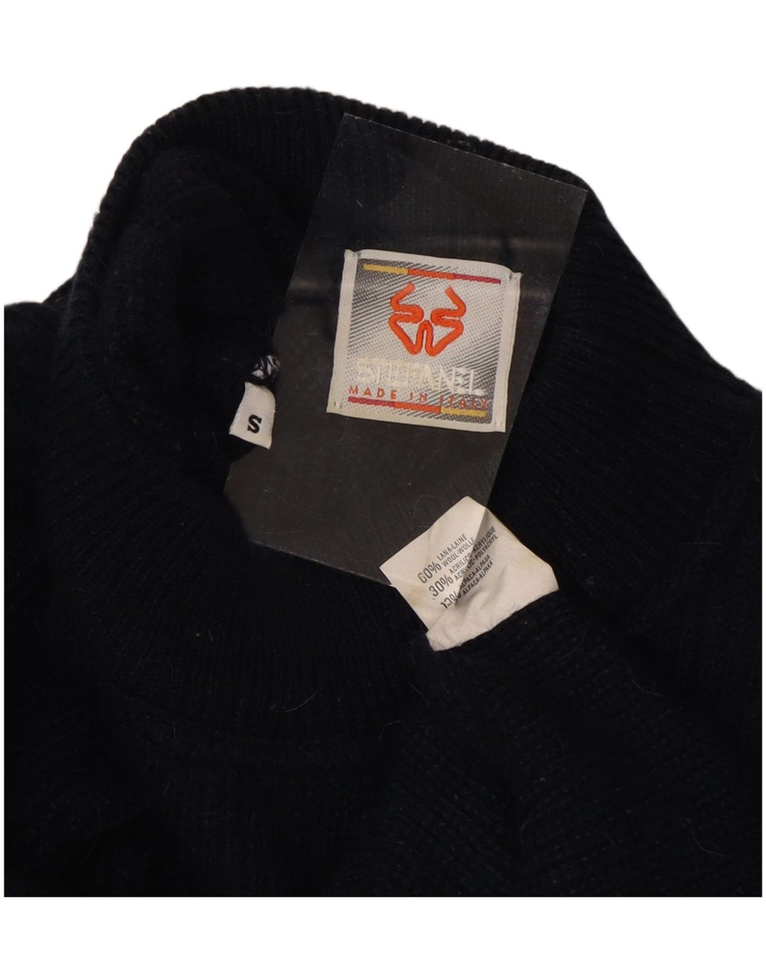 STEFANEL Мужской джемпер с высоким воротником, маленький темно-синий шерстяной свитер