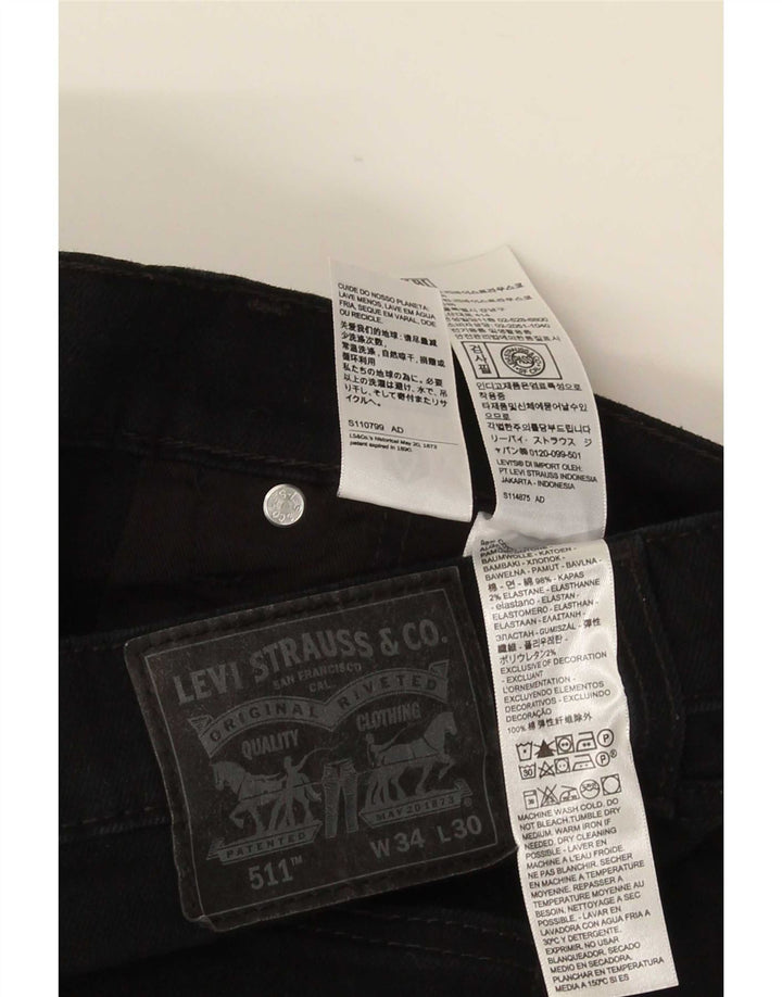 Мужские джинсы Levi's Slim 511 W34 L30, черный хлопок