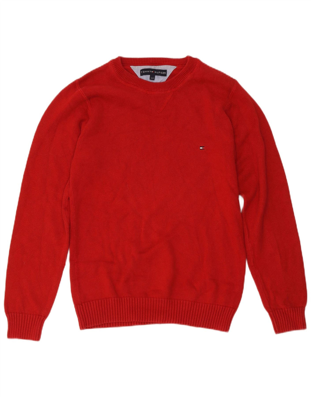 Мужской джемпер с круглым вырезом Tommy Hilfiger, маленький красный хлопковый свитер