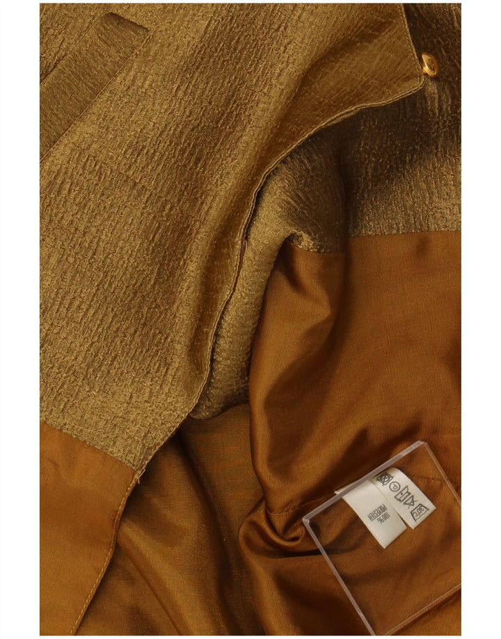 ВИНТАЖНЫЙ женский жилет UK 14, средний цвет хаки, полиэстер с цветочным принтом