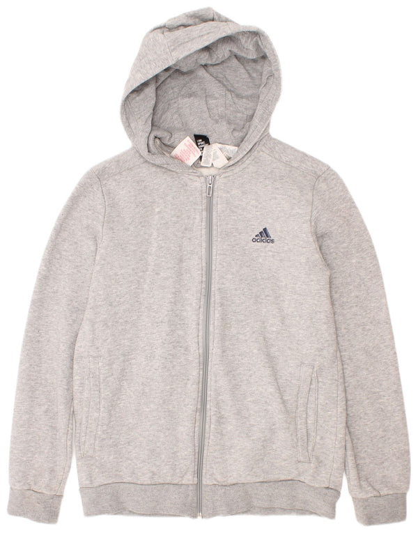Свитер с капюшоном на молнии для мальчиков Adidas 11–12 лет, серый хлопок с крапинками