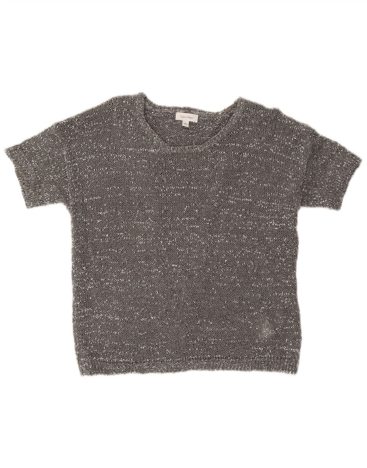 Женский джемпер с вырезом «лодочка» Calvin Klein, Великобритания, 10, маленький серый, современный