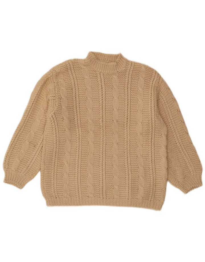 VINTAGE Womens Turtle Neck Jumper Sweater UK 16 Large Beige