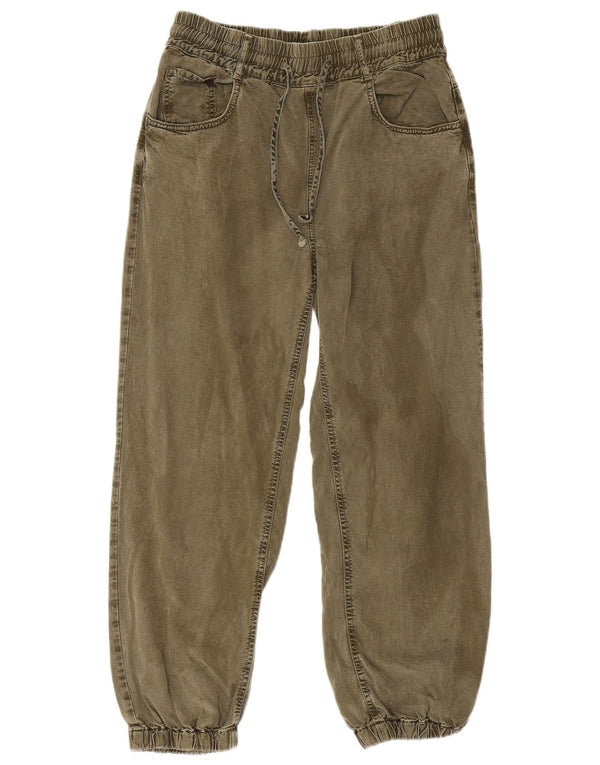 Женские джоггеры Zara, маленькие укороченные джинсы W26 L25, хаки, вискоза