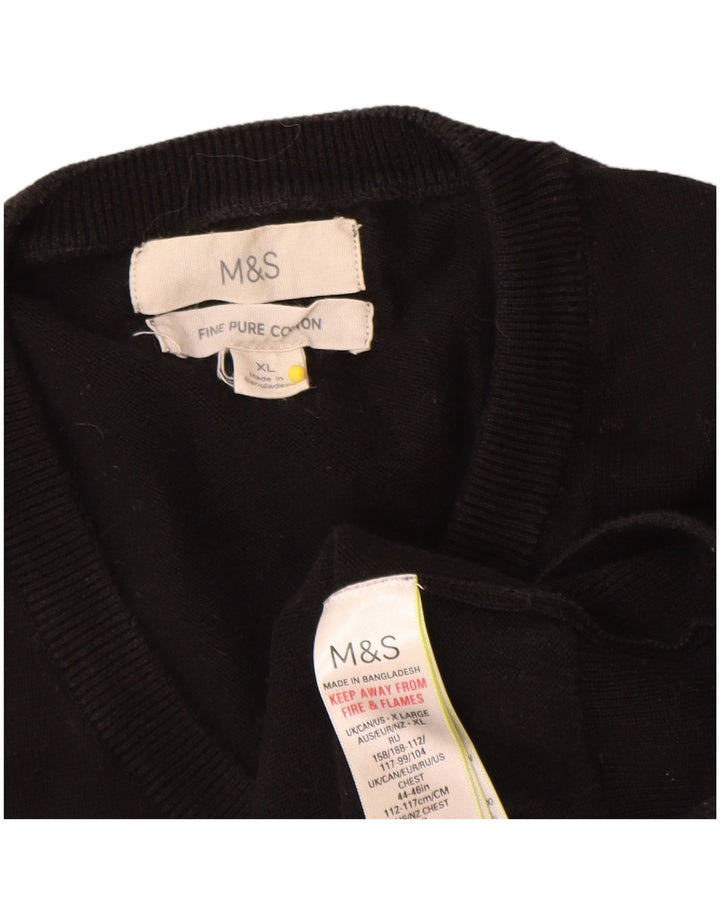 Мужской джемпер с v-образным вырезом Marks & Spencer XL, черный хлопок