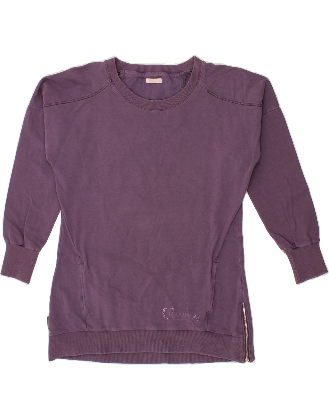 CHAMPION Womens 3/4 Sleeve Sweatshirt Jumper UK 14 Medium Purple Vintage Champion and Second-Hand Champion from Messina Hembry 