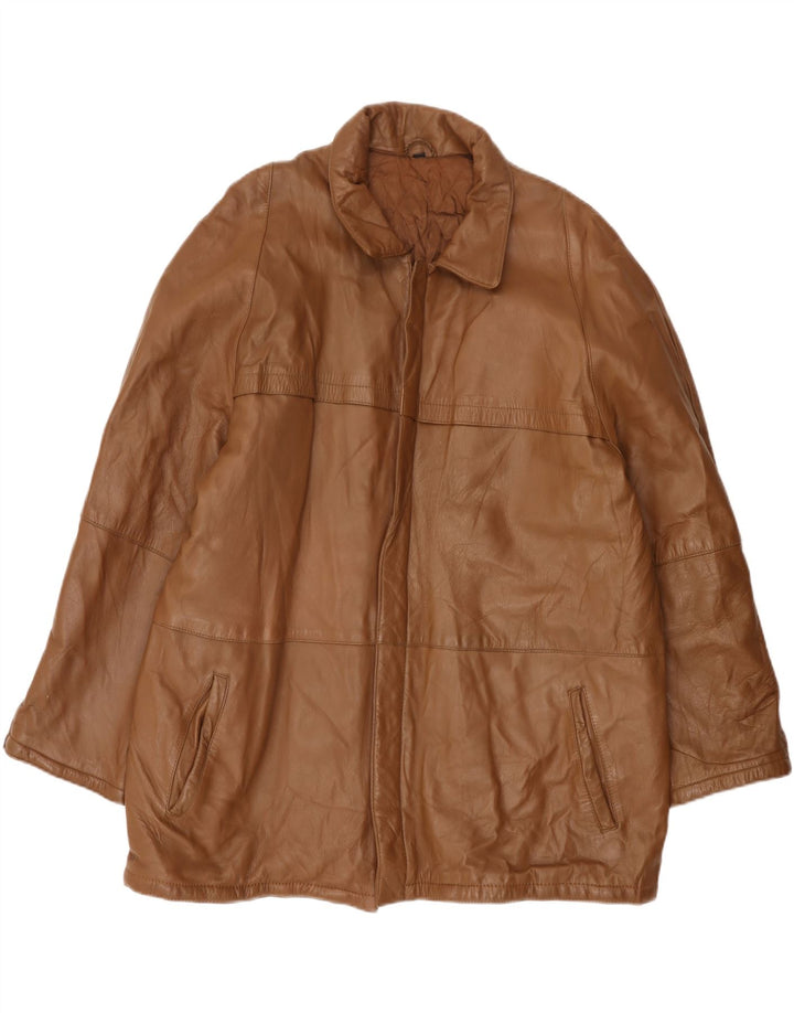 Винтажная мужская кожаная куртка IT 58 4XL Коричневая кожаная