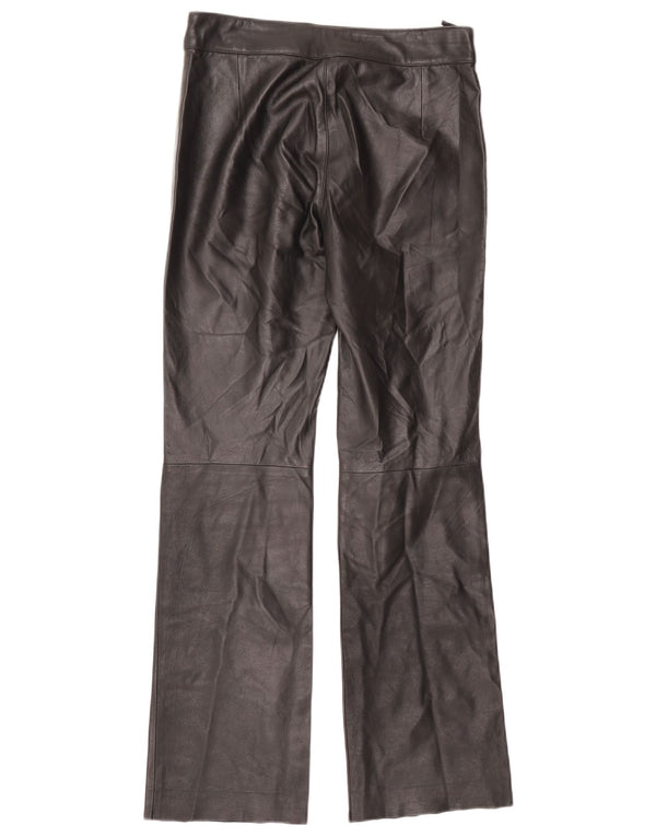 Винтажные женские кожаные прямые брюки EU 38 Medium W30 L32, черные