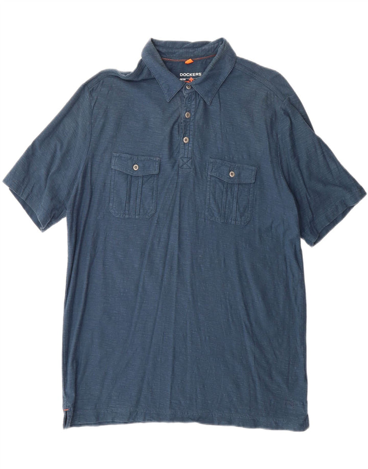 DOCKERS Mens Polo Shirt Large Navy Blue Cotton