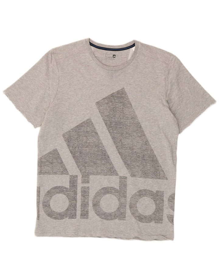 Мужская футболка с рисунком Adidas, большой серый хлопок