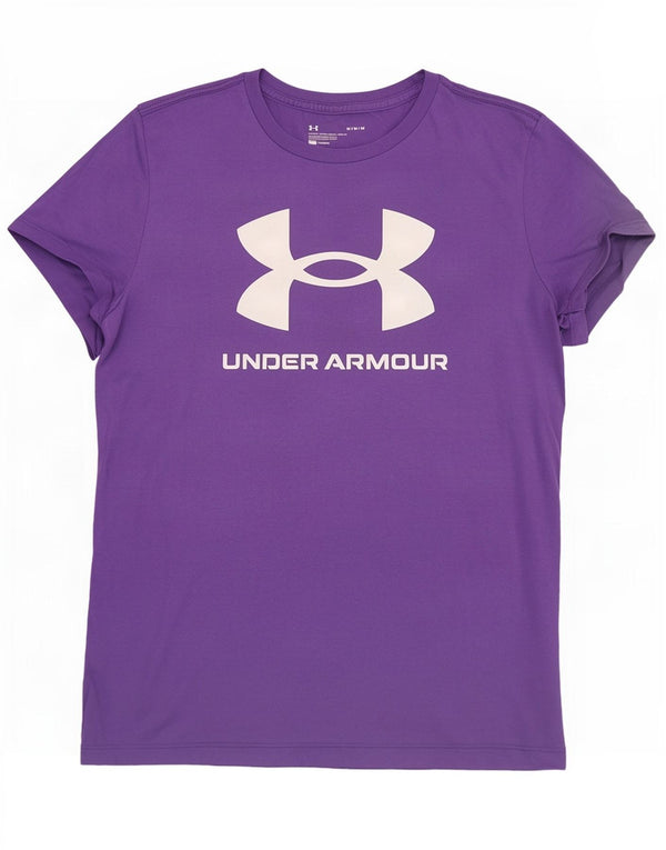 Мужская футболка с рисунком Under Armour, хлопковый топ среднего фиолетового цвета