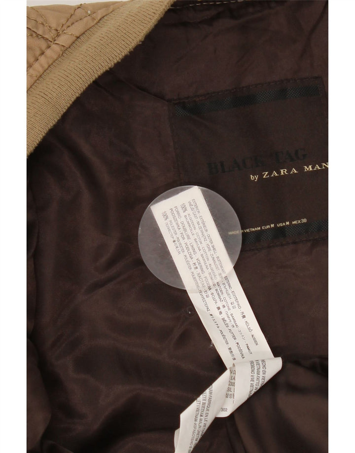 Мужская куртка-бомбер Zara UK 38, средний бежевый хлопок