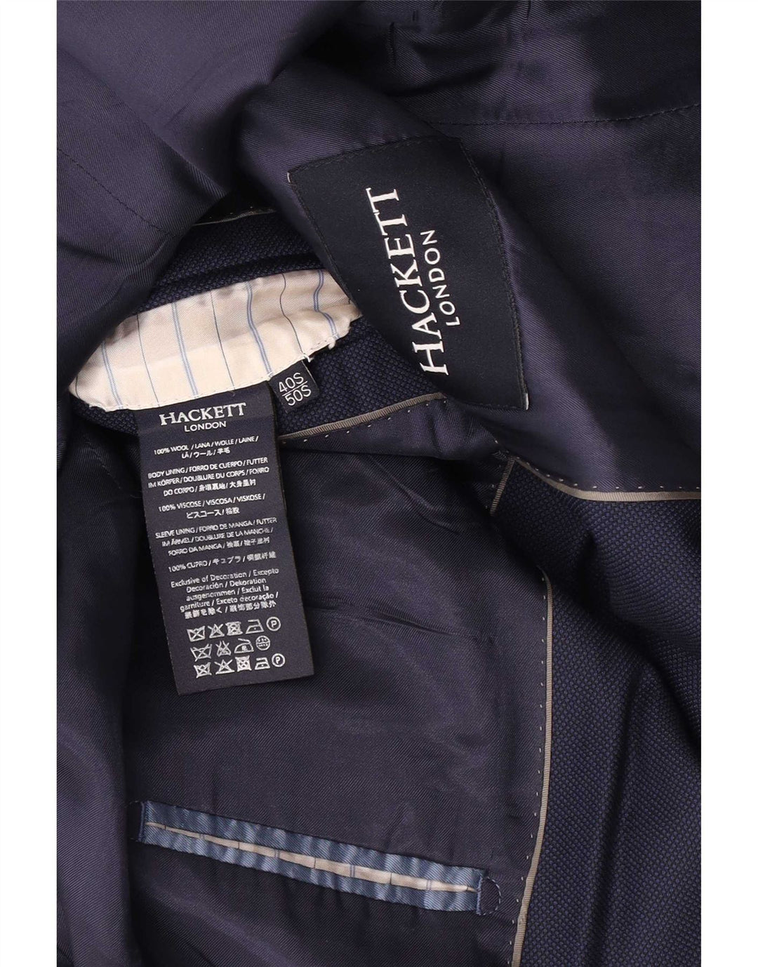 Мужской пиджак на 2 пуговицах Hackett UK 40, большой темно-синий, шерстяной