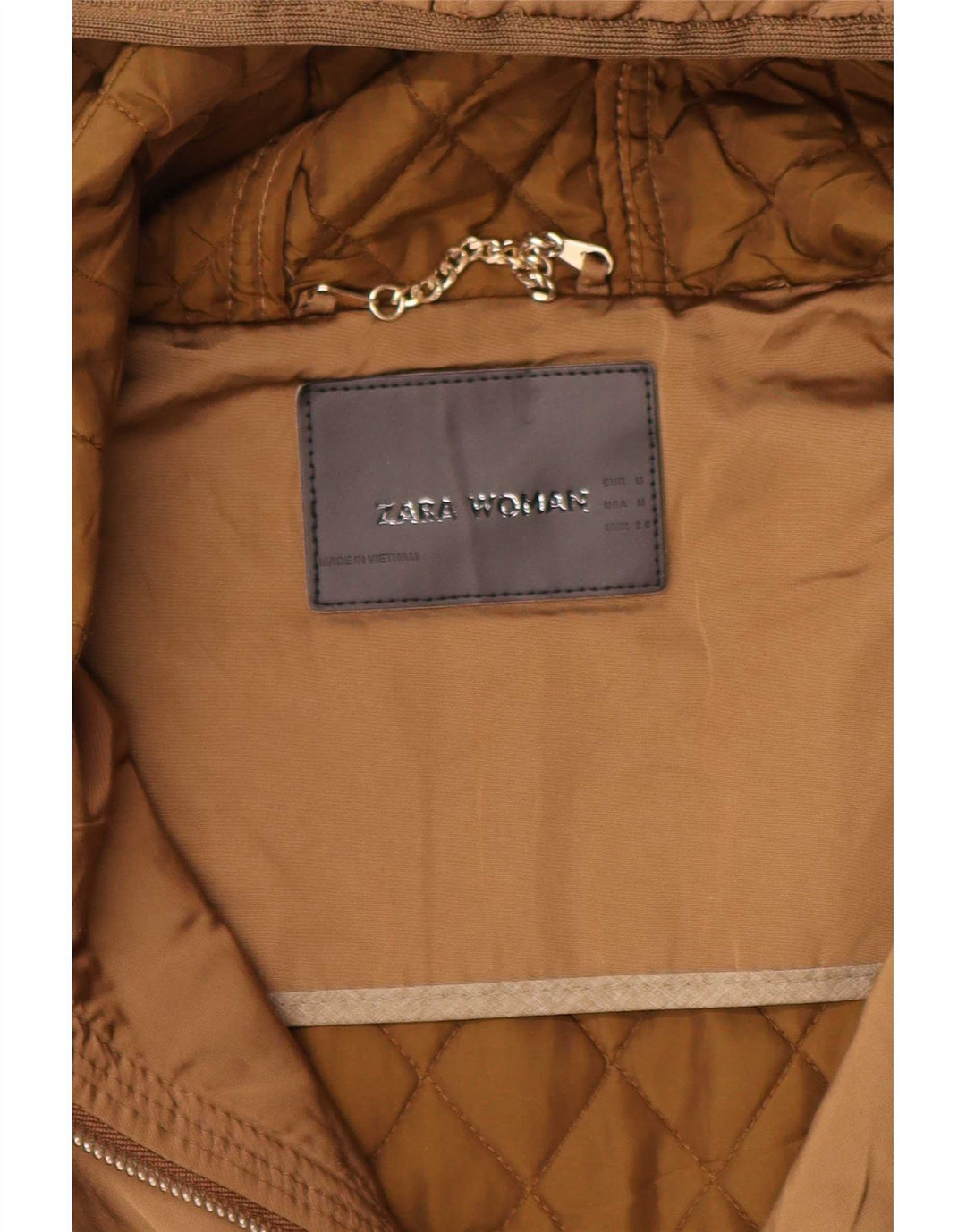 Женская стеганая куртка с капюшоном Zara UK 12, средний бежевый