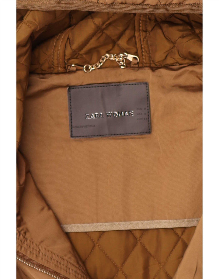 Женская стеганая куртка с капюшоном Zara UK 12, средний бежевый