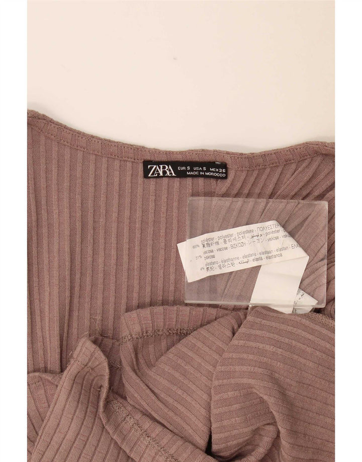 Женский укороченный топ Zara с длинным рукавом UK 8, маленький розовый полиэстер