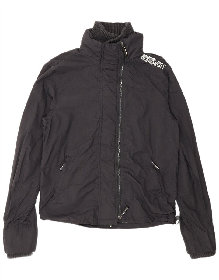 Женская ветровка Superdry с графическим рисунком UK 14, средний черный нейлон