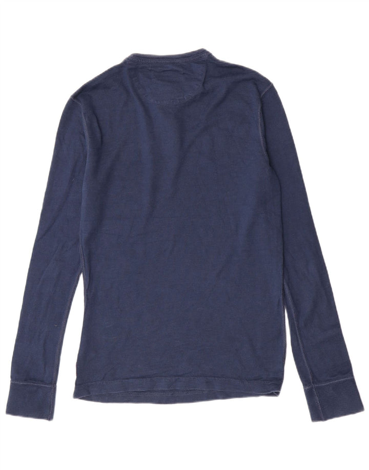 Мужской топ Superdry с длинным рукавом, маленький темно-синий, хлопок