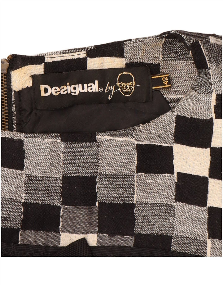 DESIGUAL Womens Sleeveless Sheath Dress EU 42 Large Grey Chevron Polyester