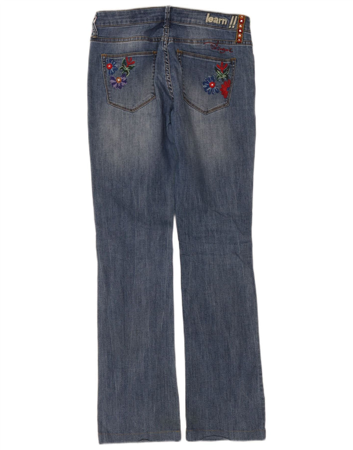 Женские джинсы Bootcut Desigual W32 L32 Синие с цветочным принтом