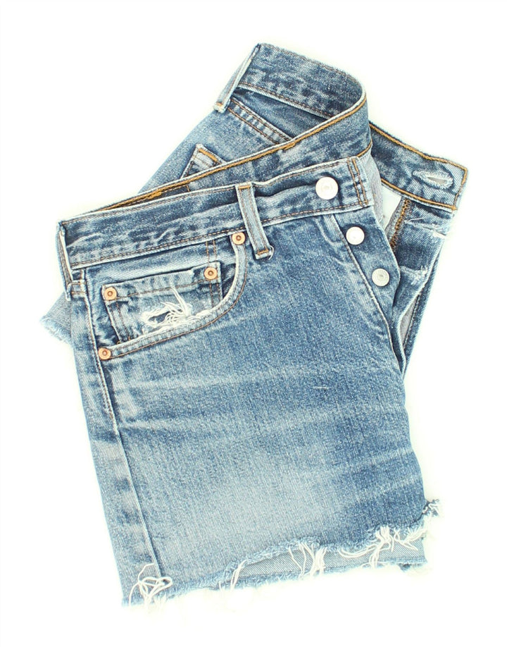 Женские винтажные джинсовые шорты LEVI'S W31, хлопковые, среднего синего цвета