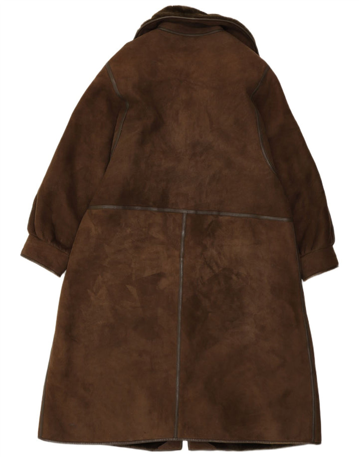 Винтажная женская дубленка IT 50 XL Коричневая короткая дубленка