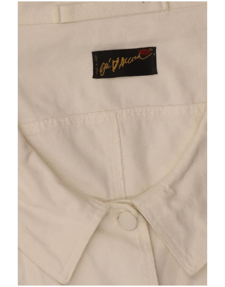 Винтажная женская блузка-рубашка с коротким рукавом UK 12, средний белый цвет