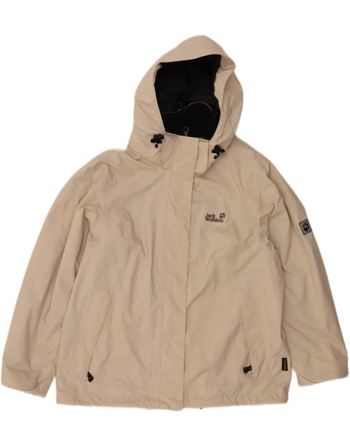 JACK WOLFSKIN Женская дождевик с капюшоном UK 18/20 XL Бежевый полиэстер