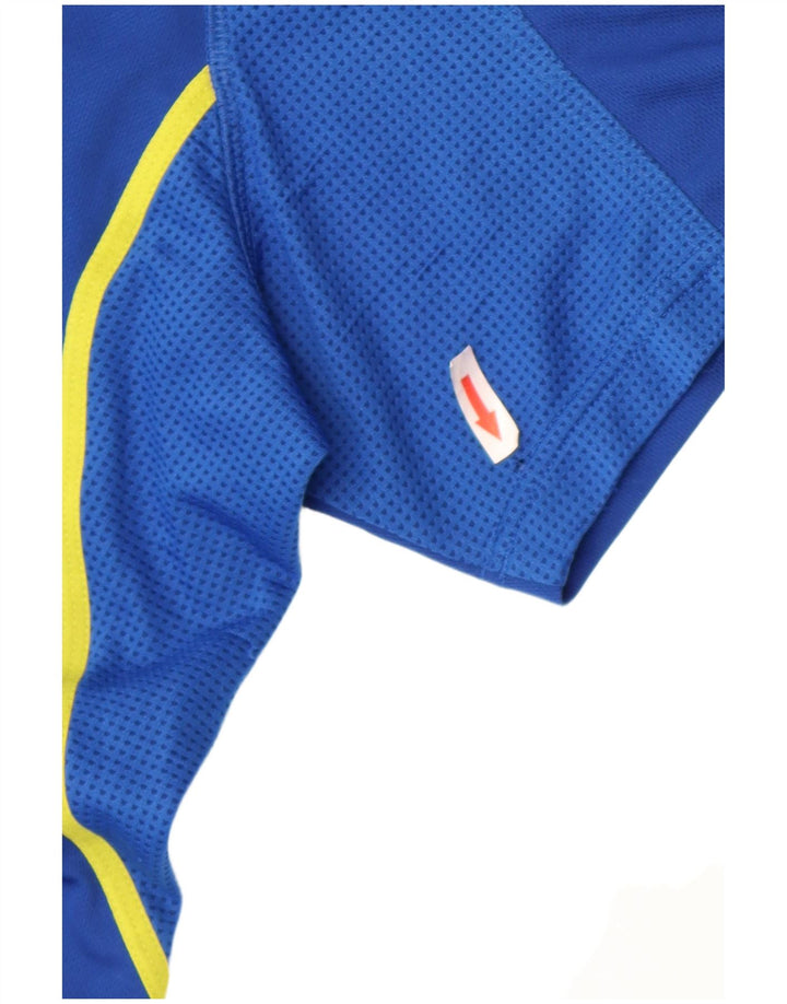 Adidas Мужская футболка с воротником на молнии Верх среднего синего цвета из полиэстера