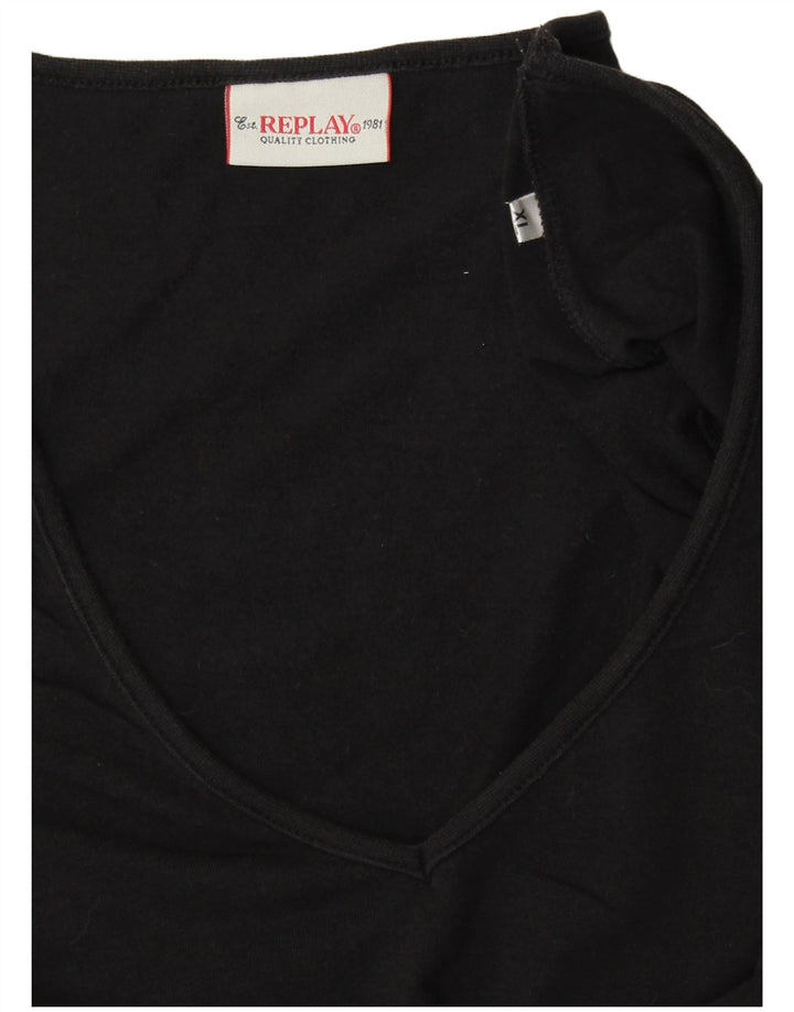 Женская футболка с рисунком REPLAY Top UK 18 XL, черная