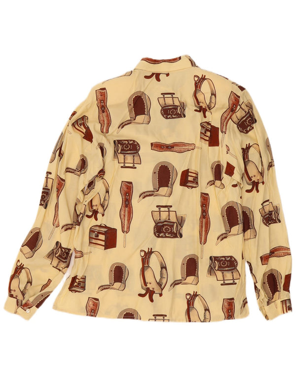 VINTAGE Женская блузка-рубашка оверсайз UK 14 Средний Off White