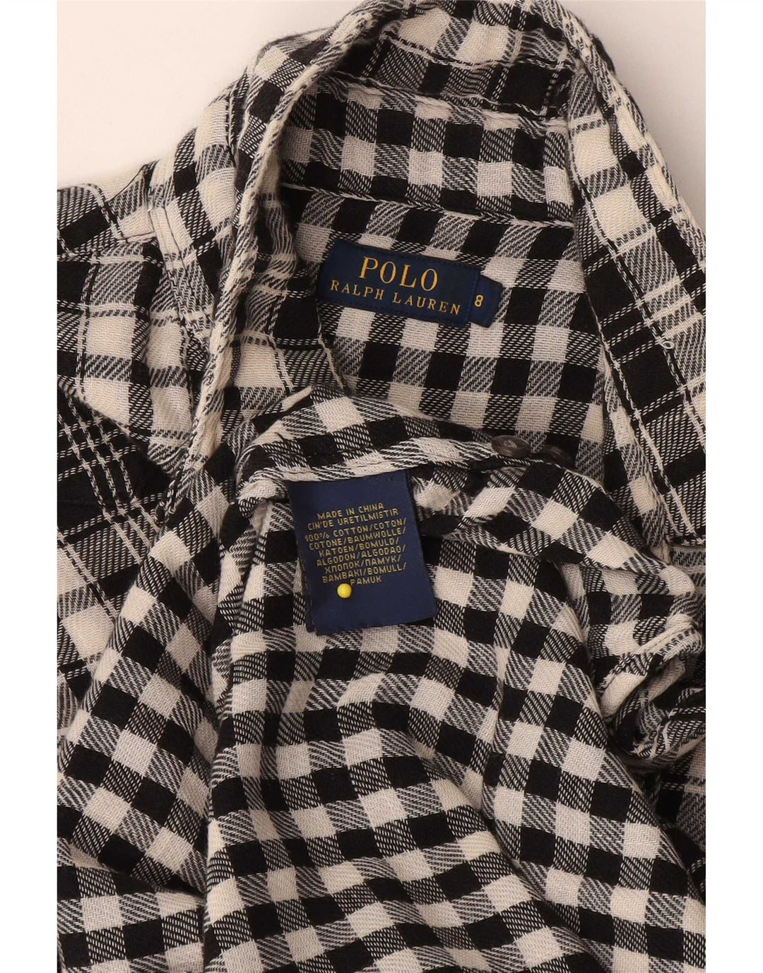 Женская рубашка Polo Ralph Lauren, размер США 8, средний размер, черная клетка, хлопок
