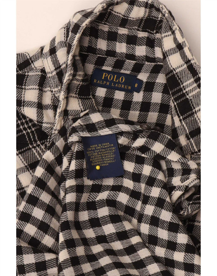Женская рубашка Polo Ralph Lauren, размер США 8, средний размер, черная клетка, хлопок