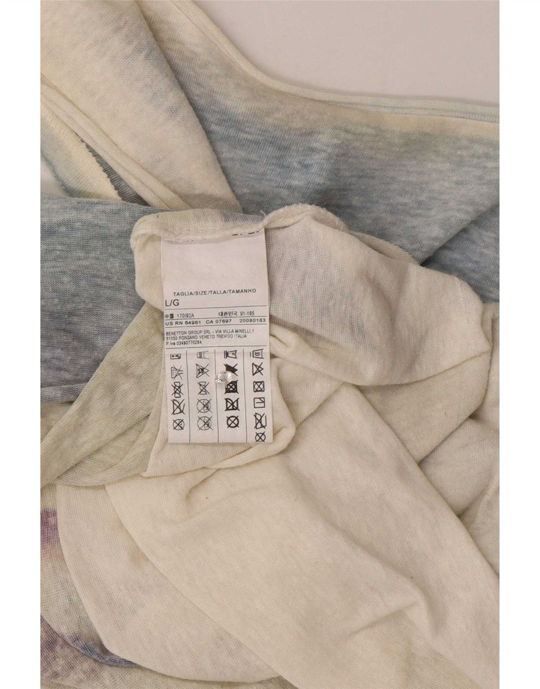 Женский жилет с графическим рисунком Benetton UK 16, большой синий полиэстер с цветными блоками