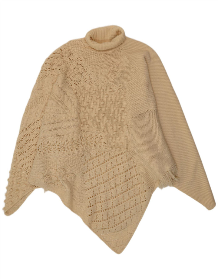 MARINA RINALDI Womens Asymmetric Poncho Jumper UK 14 Medium Beige