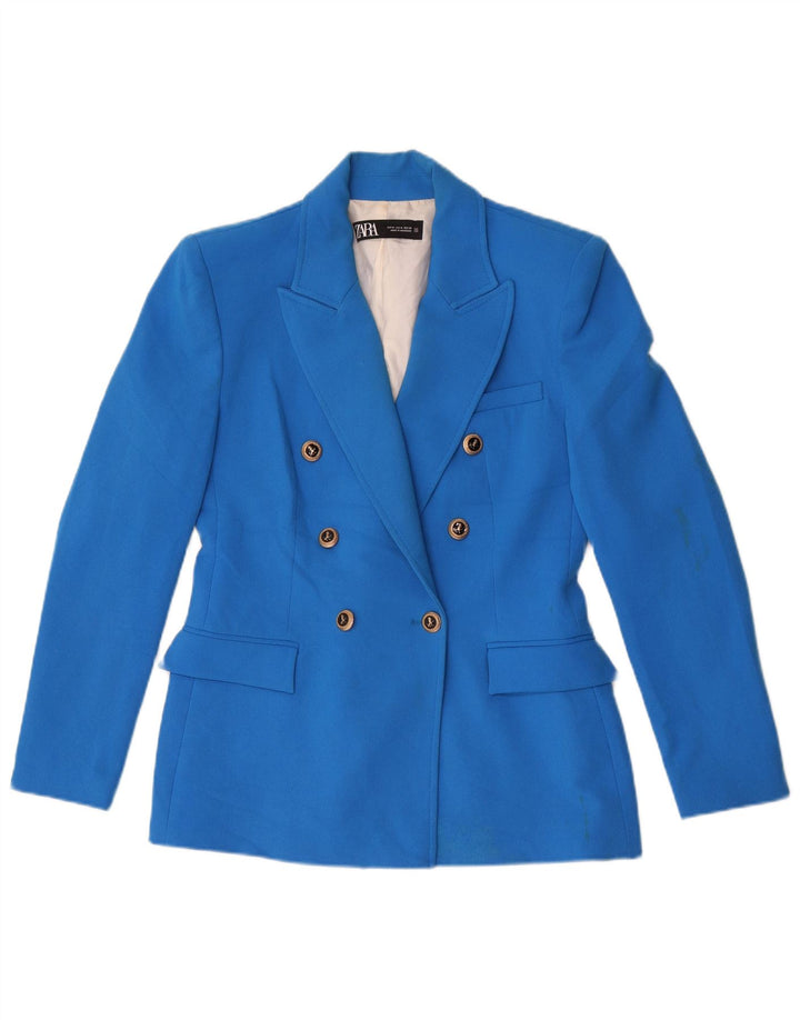 Женский двубортный пиджак Zara UK 14, средний синий