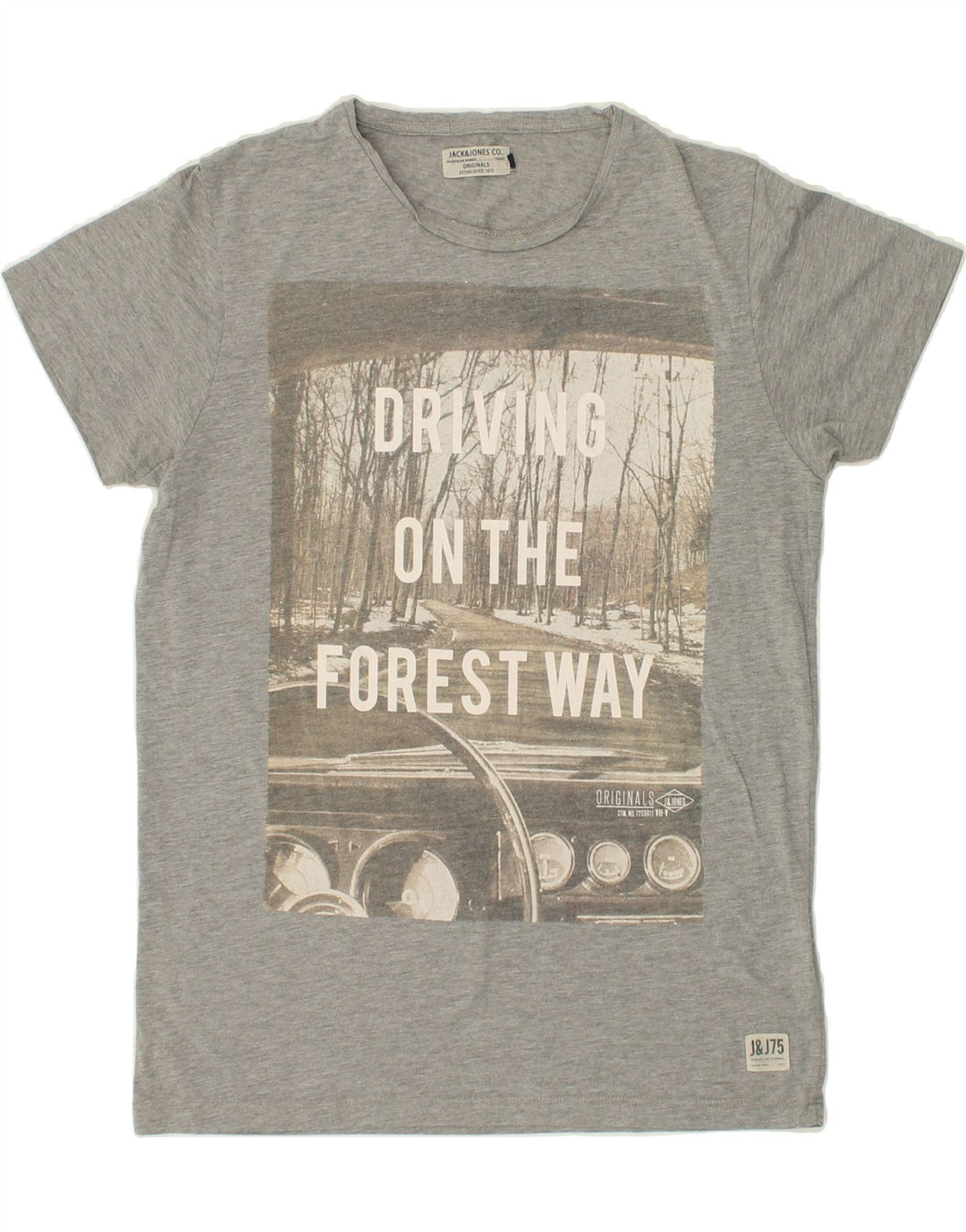 JACK & JONES Mens Graphic T-Shirt Top Medium Grey Cotton Vintage Jack & Jones and Second-Hand Jack & Jones from Messina Hembry 
