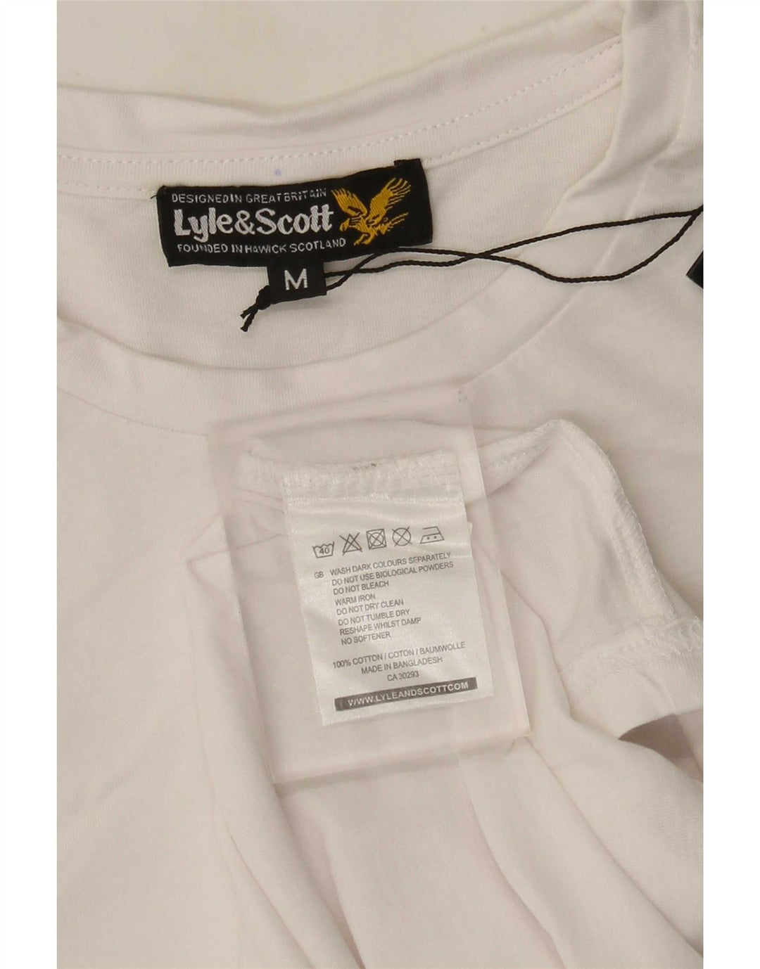 Мужская футболка Lyle & Scott Top среднего размера, белый хлопок