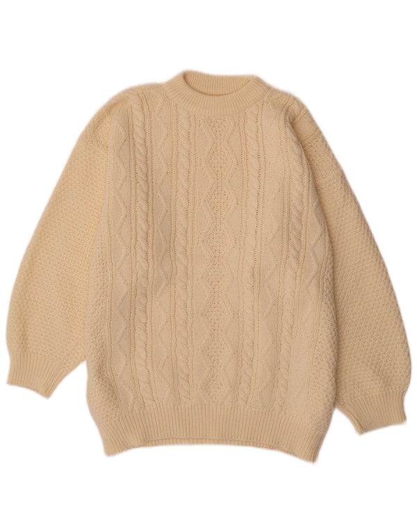 ВИНТАЖНЫЙ женский джемпер с круглым вырезом, Великобритания 20, размер 2XL, белый полиакрил