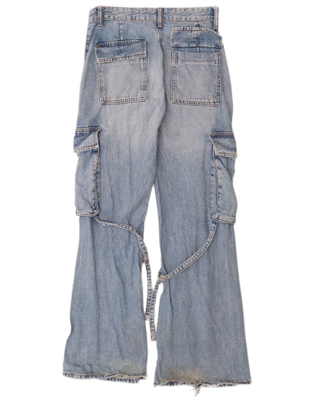 Женские расклешенные джинсы карго ZARA EU 34 2XS W24 L32, синий хлопок