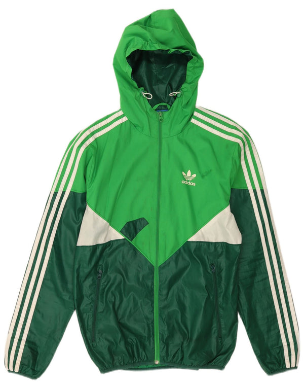 Мужская дождевик Adidas с капюшоном UK 34 XS Зеленый полиэстер с цветными блоками