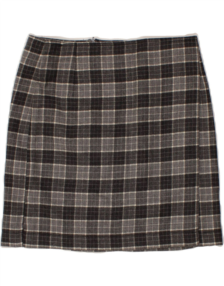 VINTAGE Womens Mini Straight Skirt UK 12 Medium W28 Grey Check Polyacrylic Vintage Vintage and Second-Hand Vintage from Messina Hembry 